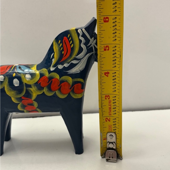 Vintage Blue Swedish Dala Horse, Nils Olsson Hemslojd Traditional Wooden Horse - Picture 9 of 9